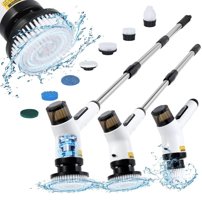 Електрична щітка для прибирання OTRAKI з 7 насадкоми: для ванної, кухні, плитки, авто