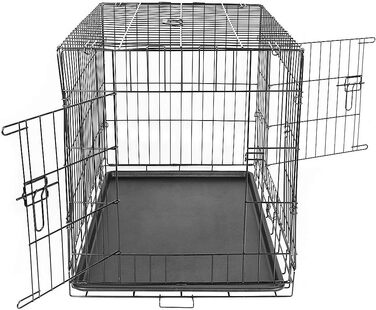 Клітка для собак з 2 дверцятами, складана переноска для собак та дрібних тварин з піддоном (42 дюйми)