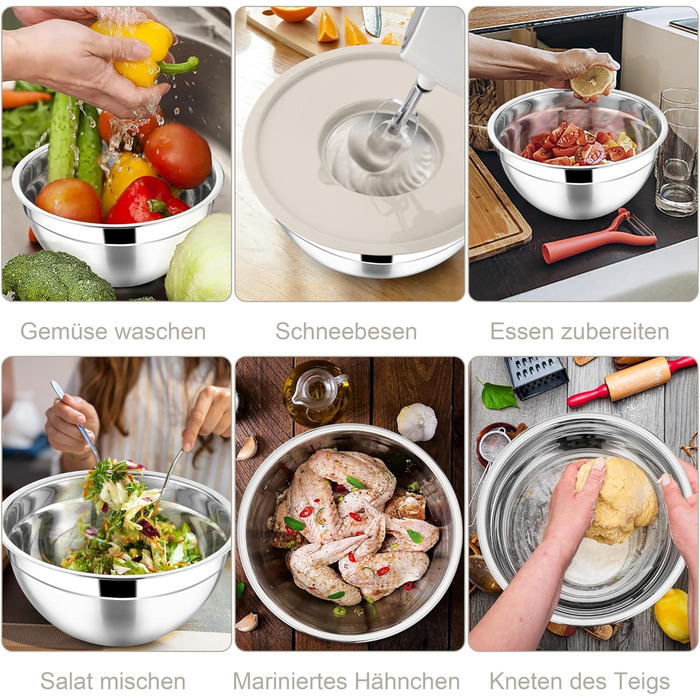 Миска Joyfair 4,5 л з нержавіючої сталі з кришкою, набором терок для приготування, миття в посудомийній машині - Хакі