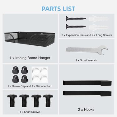Настінний тримач для прасувальної дошки з кошиком та гачками, органайзер для прасування
