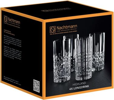 Набір келихів для лонг дрінк Nachtmann Highland 4 шт, 445 мл, кришталь, прозорі, для коктейлів, можна мити в посудомийній машині