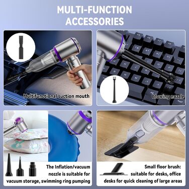 Бездротовий ручний пилосос 2-в-1 ZEYXINH для авто, дому та офісу: 16KPA, безщітковий мотор, зарядка Type-C