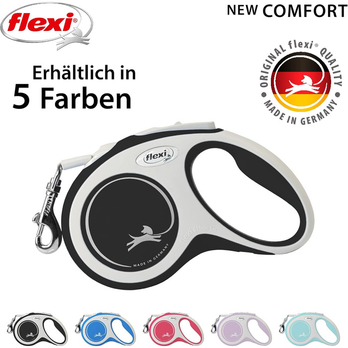 Рулетка для собак Flexi Comfort S, 5 м, чорна (до 15 кг)