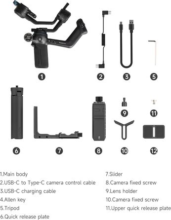 FeiyuTech SCORP-C2 Стабілізатор Gimbal для DSLR та бездзеркальних камер з AI-трекінгом, вертикальною зйомкою та вагою до 3.5 кг, сумісний з Canon, Sony, Panasonic, Nikon, Fujifilm