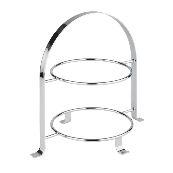 APS Serving Stand – High-quality cake stand made of chrome-plated metal for two plates with a max. Ø of 27cm – Total height 30cm (plates not included)