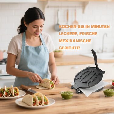 Пресс для тортилій з чавуну 25 см, ротатор, прес для тако, чорний