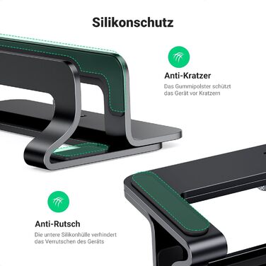 Підставка для ноутбука UGREEN з алюмінію, 3 слоти | Вертикальна підставка для MacBook, iPad, Huawei, Surface, Dell, HP | Чорний