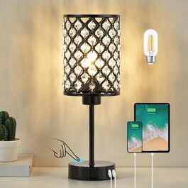 Кристалева лампа GyroVu Kristall: настільна та нічна, диммер, USB A+C, для вітальні та спальні (з лампою)