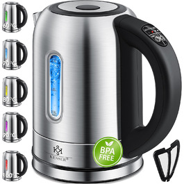 KESSER Stainless Steel Electric Kettle - 1.7L with LED Temperature Display (60-100°C) | Tea Filter, Scale Filter, BPA-Free, 2-Hour Keep Warm