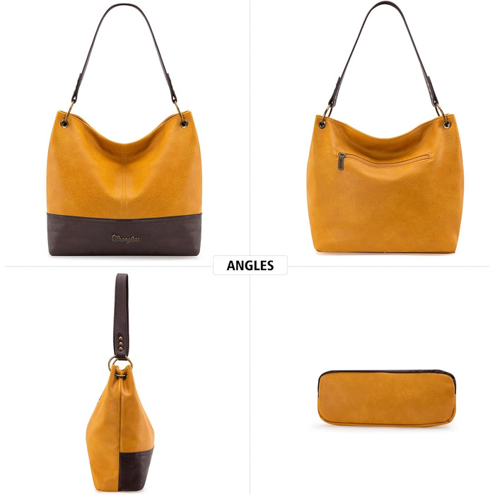 Сумка жіноча Wrangler Hobo двоколірна жовта з екошкіри з ручкою та плечовим ременем