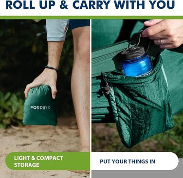 Гамак для відпочинку на природі: двомісний, 300x200 см, ультралегкий, до 300 кг, нейлон, дихаючий, для кемпінгу, саду, пляжу