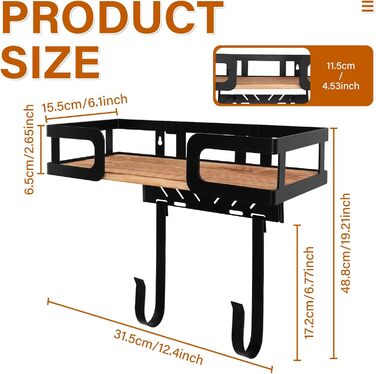 Настінна вішалка для праски та гладильної дошки з металевою конструкцією та кошиком для зберігання (чорна)