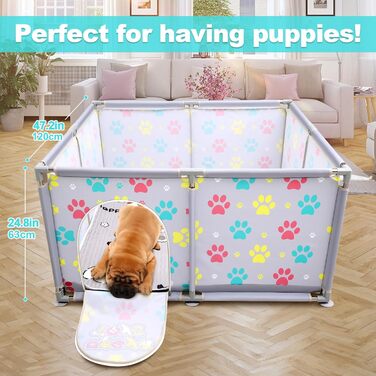 Клітка-манеж для тварин з нержавіючої сталі та міцного полотна, сіра та блакитна, для великих собак, котів, дрібних тварин