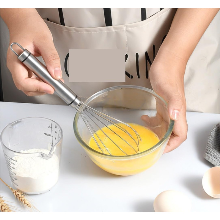 GOOPEEG Egg Beater, Multi-functional Manual Egg Mixer, Stainless Steel Egg Whisk, Kitchen Baking Tools, Suitable for Stirring and Seasoning Flour-Eggs, Kitchen Whisk (8 inch)