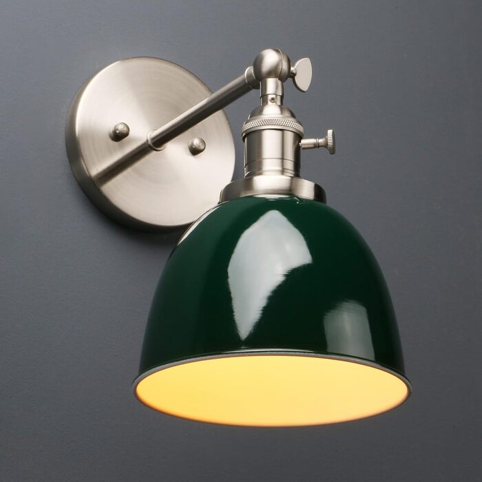 Phansthy 2 Pack Wall Sconce with Metal Shade Wall Lamp Industrial Design, Indoor Vintage Loft Wall Lamp E27 max. 40W for Living Room Bedroom Office Kitchen Hallway (White) (Dark Green)