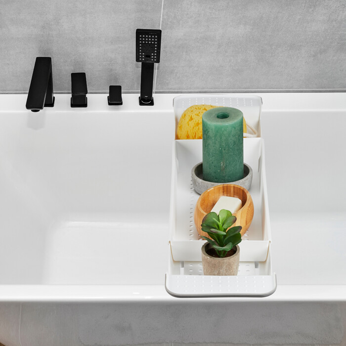 Relaxdays Extendable Bathtub Shelf