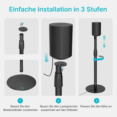 Підлогові стійки для колонок, сумісні з SONOS Era 300 та Era 100, чорні, 2 шт. (до 108 см, 5 кг)