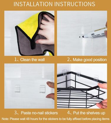 Набір полиць для душу без свердління, 5 шт. Органайзер для ванної кімнати, полиці для душу з нержавіючої сталі, велика місткість, корзинка для душу, тримач для шампуню та гелю для душу для ванної кімнати та кухні (2 прямокутні + 2 контейнери + 1 для зубни