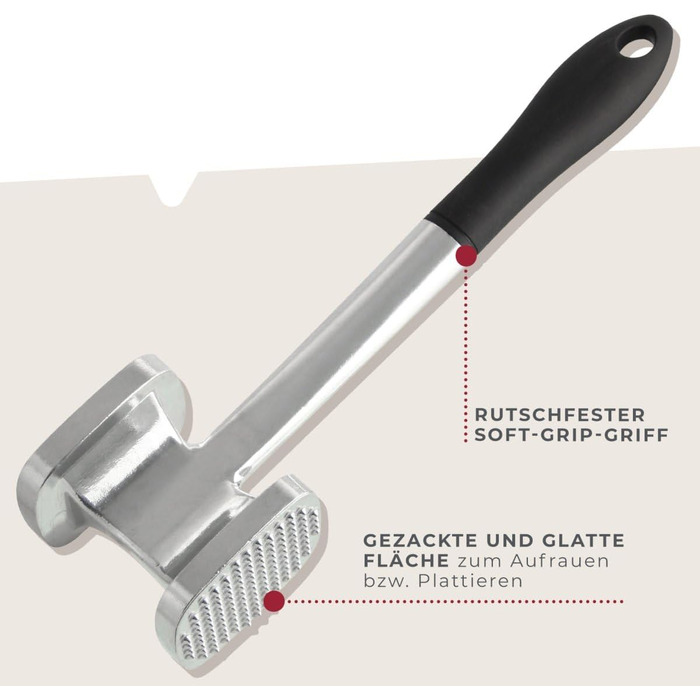Тістоміс Fackelmann з м'якими ручками – молоток для м'яса з чорної сталі 28 см