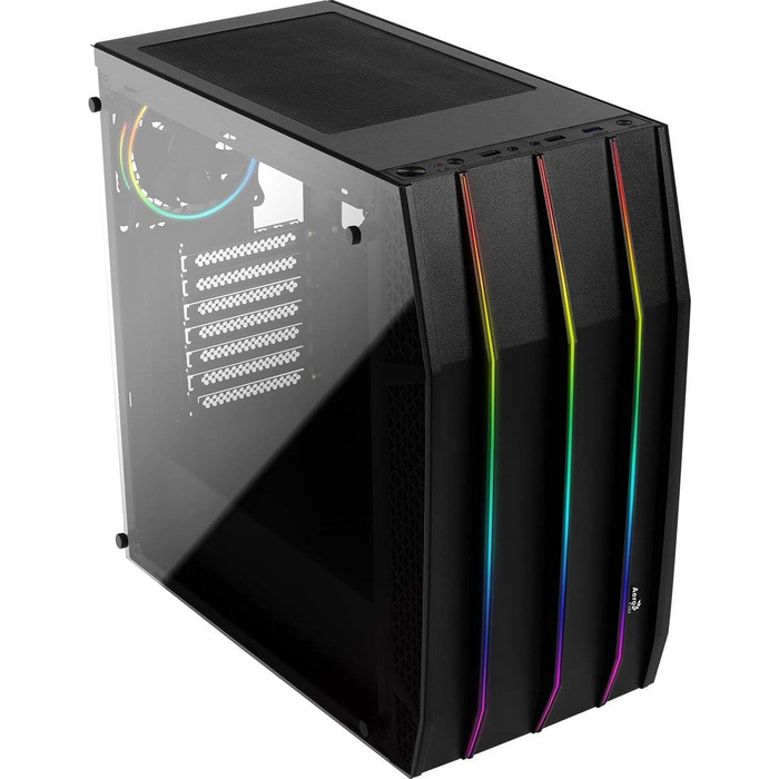 Ігровий корпус AeroCool KLAW ATX, загартоване скло, RGB підсвітка, 3 RGB вентилятори, чорний