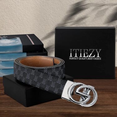 Чоловічий шкіряний ремінь ITIEZY з вінтажним принтом, автоматична застібка, 35 мм, регульований, для ділового костюма
