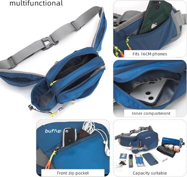 Спортивна поясна сумка для собак: бігова, туристична, велосипедна. Для чоловіків та жінок. Об'ємна, темно-синя