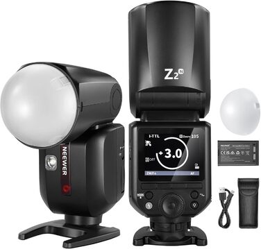 NEEWER Z2-S 2.4G TTL Speedlite для Sony: Потужний спалаху з дифузором та 2 моделюючими лампами, сумісний з камерами Sony, 76W, 1/8000s HSS, 3000mAh, 600 повних спалахів