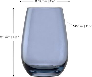 Stölzle Lausitz ELEMENTS Glasses 465 ml Blue-Gray I Drinking Glasses 6-Piece Set I Dishwasher-Safe Glass Set I High Impact Resistance I Universal Glasses as Water Glasses, Juice Glasses, Whisky Glasses