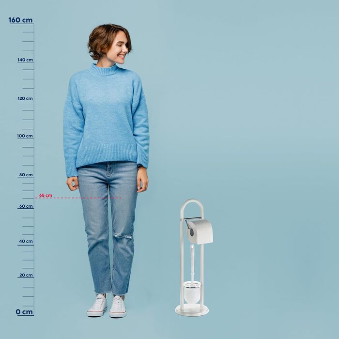 Набір для ванної кімнати Kela: тримач туалетного паперу, підставка для щітки, 65 см, сріблястий метал, біла матова щітка