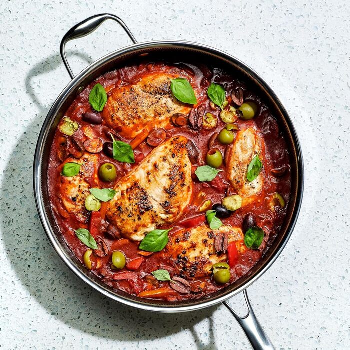 Сковорода HexClad Hybrid з антипригарним покриттям та кришкою, 4.5 л, для всіх типів плит, можна мити в посудомийній машині та використовувати в духовці