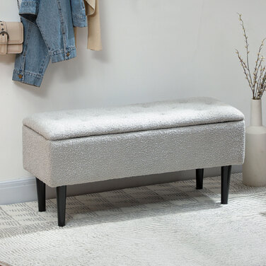 HOMCOM Лавка з місцем для зберігання, до 120 кг, оксамитова текстура, 95x38x45 см, сірого кольору