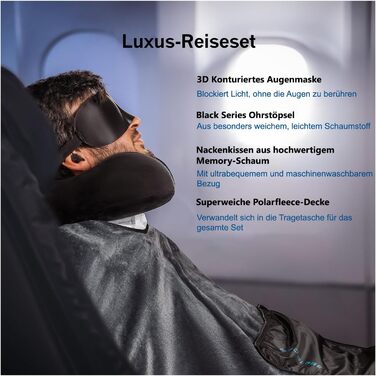 Набір для подорожей Proglobe: подушка для шиї, маска для сну, навушники, ковдра та сумка. Memory Foam, зручний та дихаючий матеріал