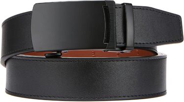 Чоловічий шкіряний ремінь на пряжці, 3,5 см, регульований, для джинсів, комфортна посадка (28-34W, чорний)