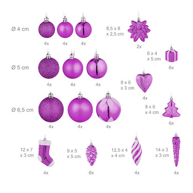 Relaxdays Set of 72 Christmas Baubles