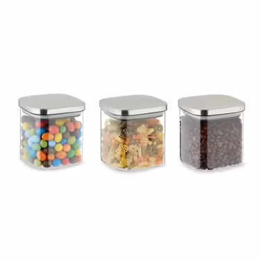 Relaxdays Set of 3 Storage Jars with Lids, 600 ml
