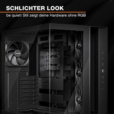 Корпус для ПК be quiet! Light Base 500 Black з повністю прозорими передньою та бічною панелями, Show Case, Dual Chamber Design, 4 вентилятори Pure Wings 3 PWM, без RGB, роз’єми на задній панелі