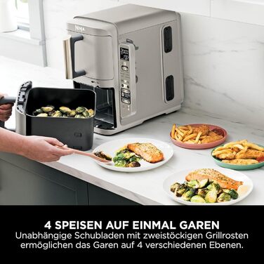Ninja Foodi FlexDrawer AF500EUSD - Аерофритюрниця з двома зонами 10.4 л, MegaZone, антипригарне покриття, колір - золотий