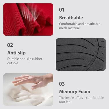Чоловічі домашні капці з ефектом пам'яті Memory Foam, протиковзкі тапочки для дому та вулиці, червоні, розмір 40/41 EU
