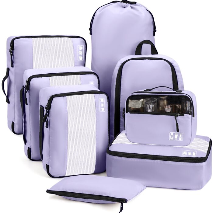 Органайзер для валізи MURISE, 8 шт. - Packing Cubes для подорожей, набір для організації речей у валізі (фіолетовий)