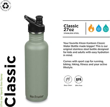 Klean Kanteen Classic Water Bottle 800 ml (Sea Spray)