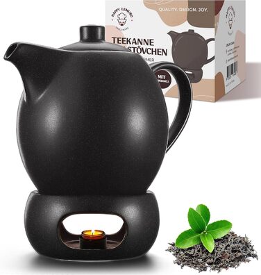 Teapot with infuser, ceramic - 1.2 l - Ceramic teapot, black (anthracite) - Tea Pot - Teapot Ceramic - Teakettle - Tea accessories - Tea maker for loose leaf tea (with spoon)