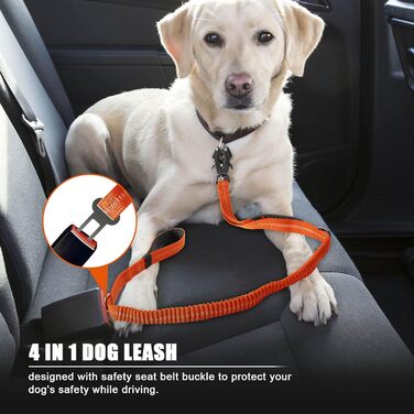 Міцна тактична повід для собак Raiput Bungee, 1.2-1.8 м, проти тяги, з карабіном, світловідбиваючі, амортизуючі, для середніх собак (Orange 2.0, Large)