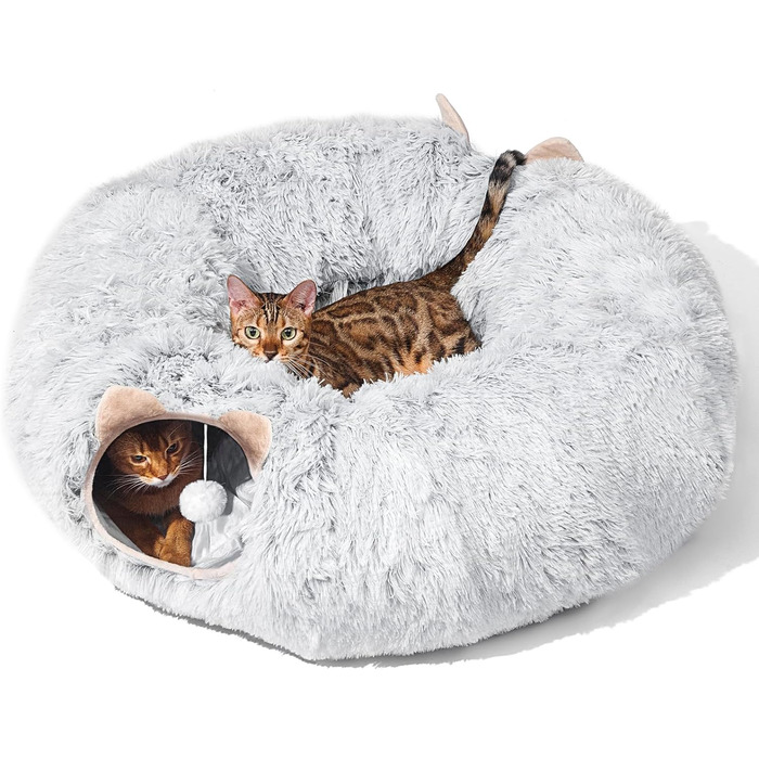 LUKITO Cat Tunnel, Cat Toy for Indoor Cats, Soft Cat Bed, Large Cat Tunnel with Two Entrances Cat Cave, Suitable for Cat