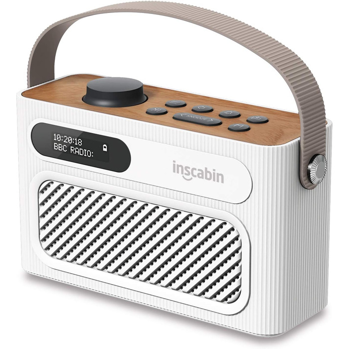 Inscabin M60: Портативне DAB/DAB+ FM-радіо з Bluetooth, стерео та подвійним будильником. Акумуляторний, стильний дизайн (білий)
