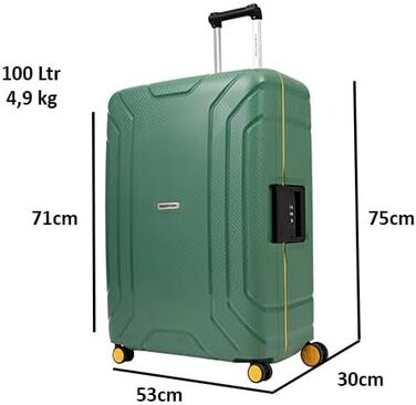 Чемодан CarryOn Steward Hartschalen, 65 см, зелений, середній, з TSA замком