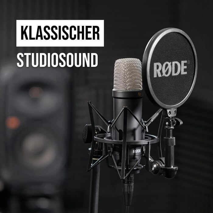 Мікрофон RØDE NT1 Signature Series: конденсаторний, з поп-фільтром, XLR-кабель для запису вокалу, музики, стрімінгу та подкастингу, чорний
