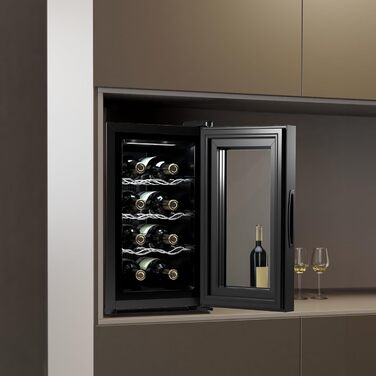 Cecotec Bolero Grandsommelier 830 Coolcrystal 8-Bottle Wine Refrigerator - Thermoelectric Cooling, Adjustable Temperature (8-18°C), Touch Control, LED Interior, Eco-Friendly Gas