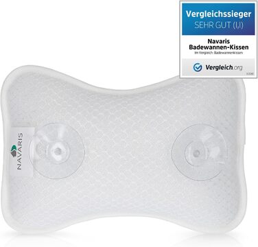 Navaris Small Bathtub Pillow made of Mesh - Tub Pillow Headrest Neck Pillow for Bathtub - Öko Tex Standard 100 - Anti-Slip in White
