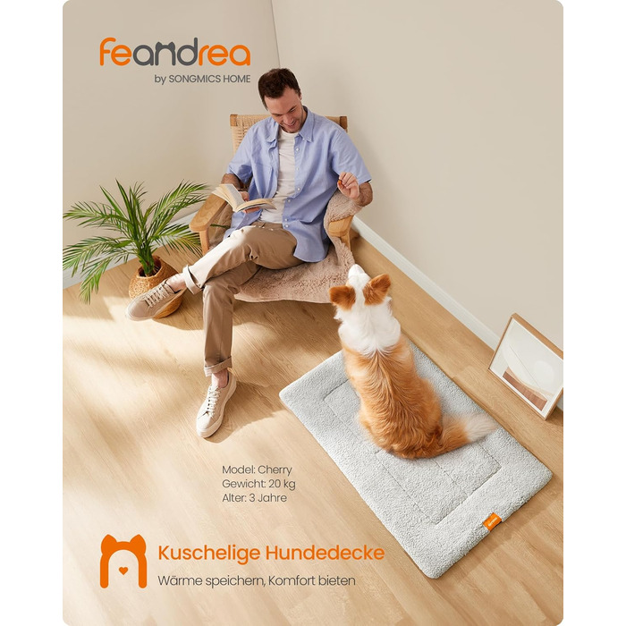 Підстилка для собак та котів Feandrea, 60 x 45 см, сіра, машинне прання, антиковзаюча