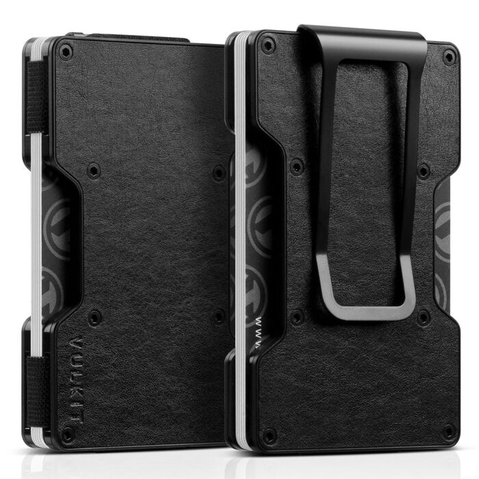 Клатч-органайзер для карт чоловічий VULKIT з металевою кліпсою для грошей, RFID захистом, тонкий, зелений (ретро шкіра чорний)